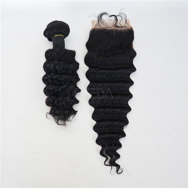 Grade 5A indian deep wave weave with lace closure YJ165